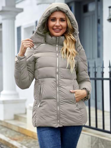 Puffer Jacket Womens Winter Coat with Hood Warm Lightweight ...