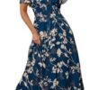 Simplee Women's Boho Floral Maxi Dress Flowy Casual V Neck S...