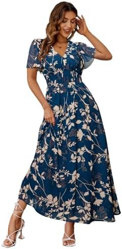 Simplee Women's Boho Floral Maxi Dress Flowy Casual V Neck Simplee Women's Boho Floral Maxi Dress Flowy Casual V Neck S...