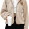 Yanekop Womens Fleece Jacket Fuzzy Long Sleeve Short Coats B...