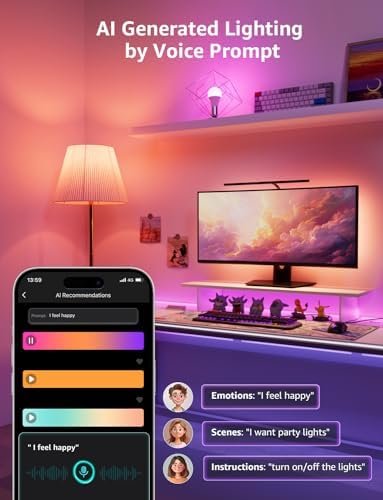 Lepro B1 AI Smart Light Bulbs - WiFi & Bluetooth RGBWW Color...