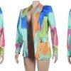 NRTHYE Womens Casual Blazer Jacket Multicolor Long Sleeve Op...