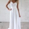 Women's V Neck Spaghetti Straps Beach Wedding Dresses for Br...
