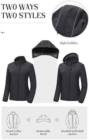 Pursky Women's Softshell Jacket Lightweight Fleece Lined Rai...