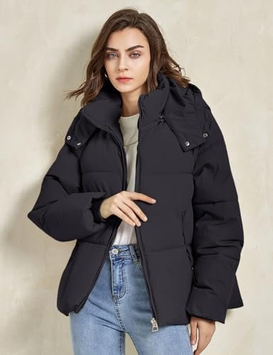 Gihuo Womens Puffer Jacket Full Zip Quilted Hooded Bubble Co...