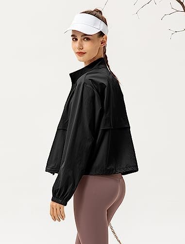 Locachy Women's Lightweight Zip Up Athletic Jacket Stand Col...