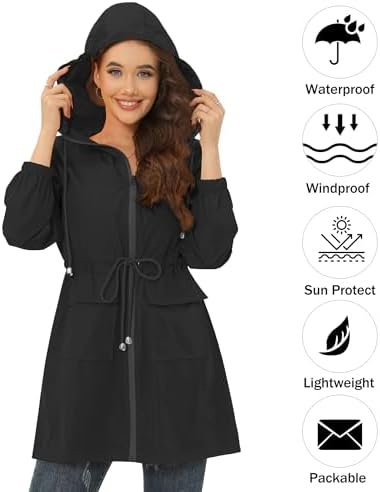 Rain Jacket for Women Waterproof with Hood Active Outdoor Lo...
