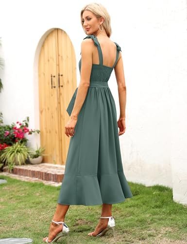 Women's Elegant Bridesmaid Dresses Square Neck Ruffle Split ...