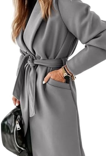 Tankaneo Womens Notched Lapel Collar Coats Open Front Long J...