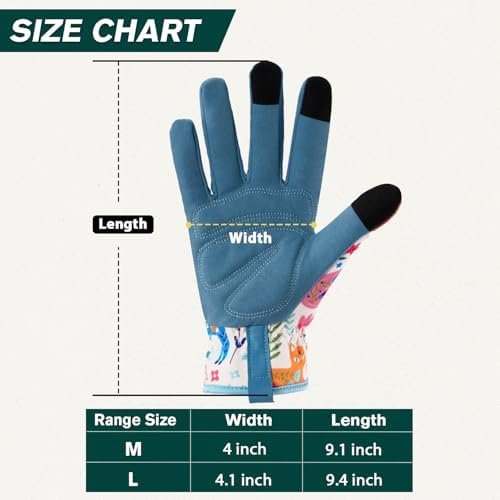 Gardening Gloves for Women, Printed Touchscreen Garden Glove...