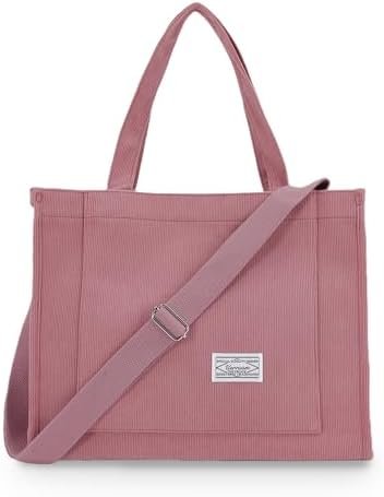 UERRUAM Corduroy Tote Bag for Women Work Crossbody Purse for...