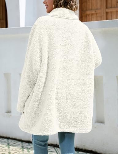Zilcremo Women Oversized Fleece Cardigan Open Front Shawl Co...