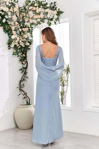 TORYEMY Cape Sleeve Mother of The Bride Dresses Mermaid Long...