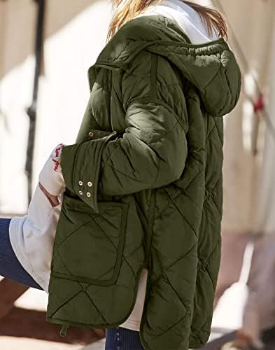 Dyexces Womens Quilted Puffer Jacket Hooded Long Sleeve Zip ...