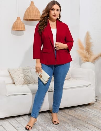 ShopWonder Women's Plus Size Casual Blazers Open Front Work ...