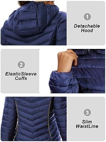 ANOTHER CHOICE Women Puffer Jacket Hooded Warm Lightweight P...