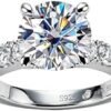 AnuClub Moissanite Engagement Ring, Total 4.3cttw D Color Ro...
