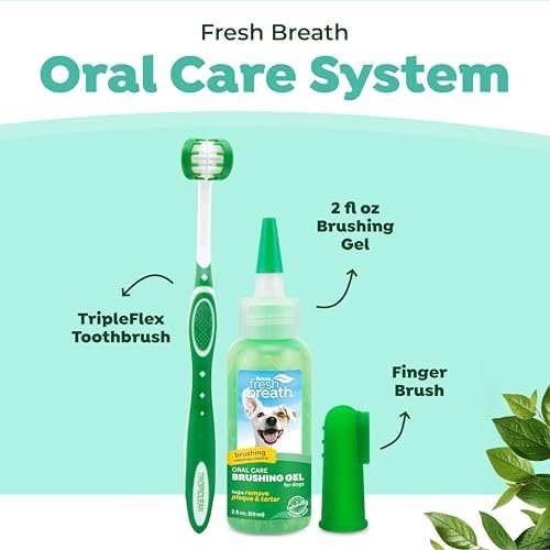 TropiClean Fresh Breath Toothbrush and Toothpaste Kit for Pu...
