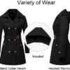 CREATMO US Women's Trench Coat Double-Breasted Classic Lapel...