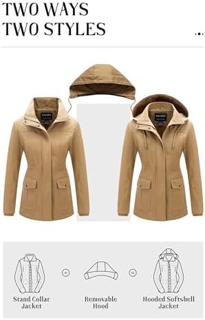 Pursky Women's Cotton Anorak Jacket Lightweight Casual Milit...