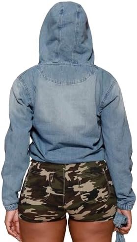 PINSV Women's Half Zip Sweatshirt Denim Hoodie Pullover Jack...