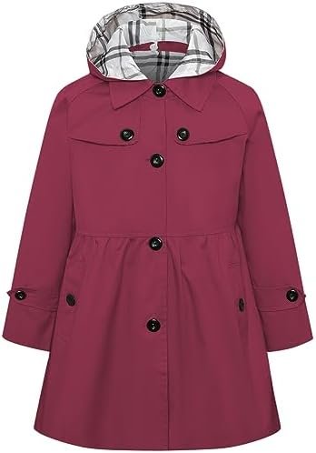 Betusline Girl's Single Breasted Trench Coat Dress Coat Oute...