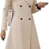 Danedvi Womens Long Double Breasted Coats Lapel Collar Pea C...