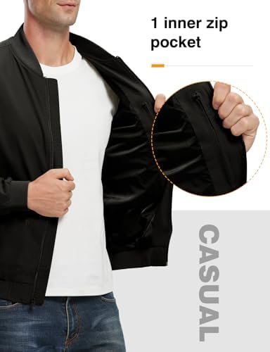 TBMPOY Men's Lightweight Bomber Jackets Light Track Jackets ...