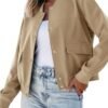 luvamia Bomber Jackets for Women Fall Casual Button Down Lon...