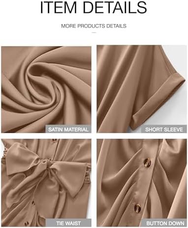 BTFBM 2025 Women Button Down Ruched Shirt Dresses Short Slee...