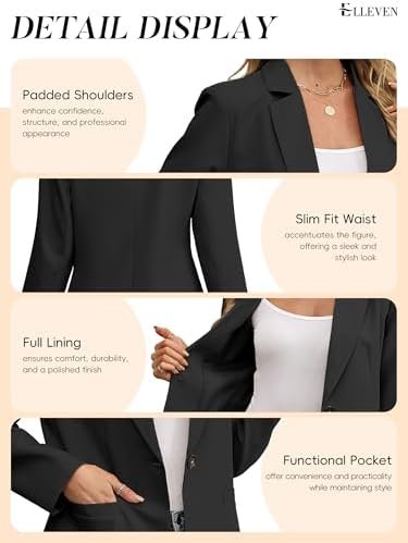 ELLEVEN Women's Blazer Business Casual Lightweight Suit - Lo...