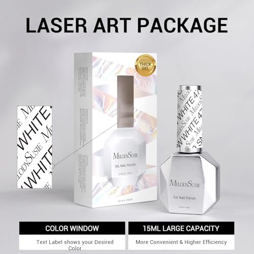MelodySusie Thick White Gel Nail Polish,15ML Snow White Colo...