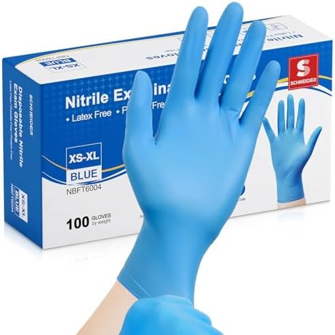 Schneider Nitrile Exam Gloves, Blue Disposable Gloves, Medic...