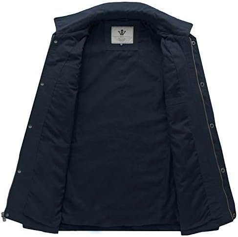 WenVen Men's Casual Canvas Cotton Military Lapel Jacket