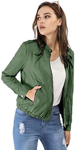 Allegra K Women's Lightweight Classic Casual Stand Collar Po...