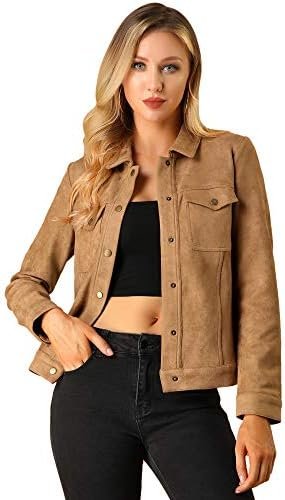 Allegra K Women's Turn-Down Collar Flap Pockets Snap Button ... Allegra K Women's Turn-Down Collar Flap Pockets Snap Button ...
