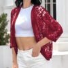 FindThy Women's Floral Lace Shrug Cardigan 3/4 Sleeve Croche...