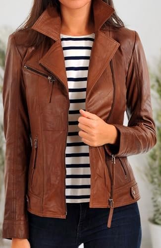 KYZER KRAFT Womens Leather Jacket Bomber Motorcycle Biker Re...