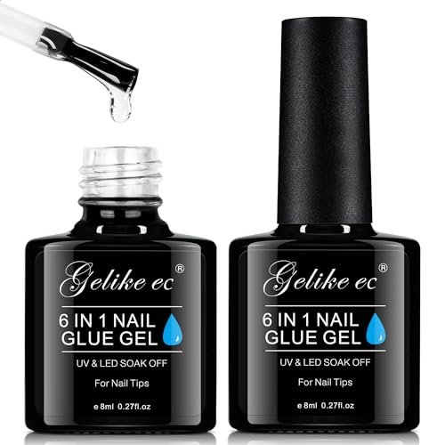 Nail Tips Gel Nail Glue: Geliek EC 2PCS 6 in 1 Adhesive Gel ...