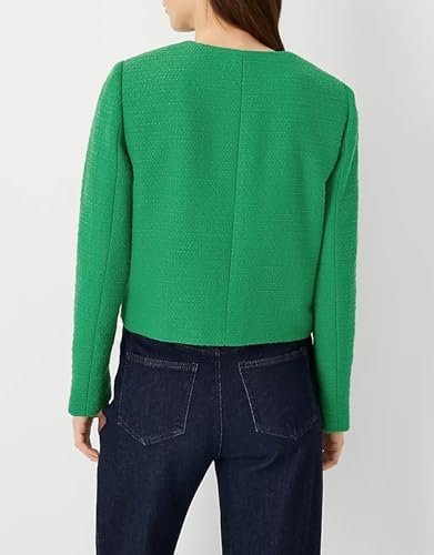 Cropped Tweed Blazer Jackets for Women Elegant Slim Collarle...