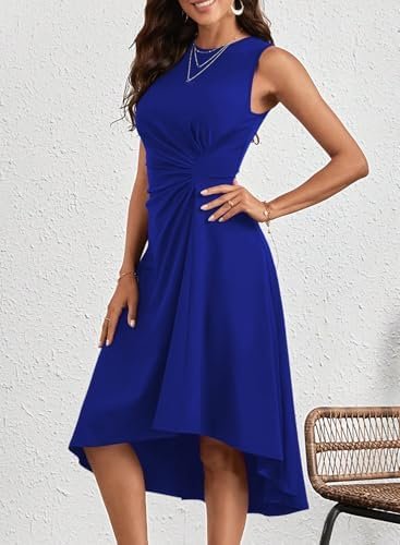 Happy Sailed Women's Summer Sleeveless Ruched Waist Flowy A ...