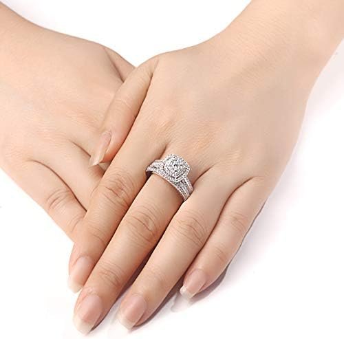 Newshe Jewellery Engagement Rings for Women Wedding Ring Set...