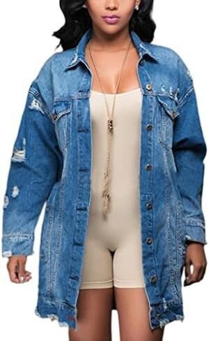 SOMTHRON Women's Distressed Denim Jeans Outfits Coat Spring ... SOMTHRON Women's Distressed Denim Jeans Outfits Coat Spring ...