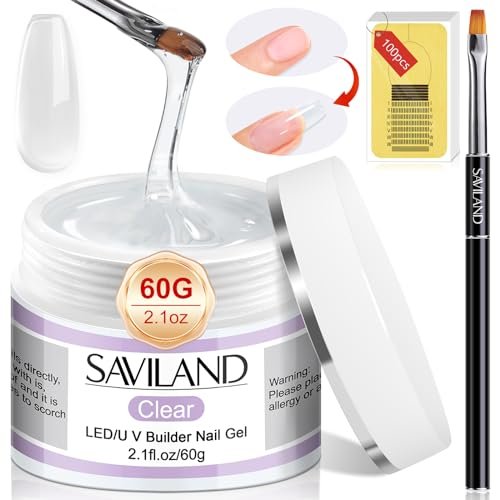 SAVILAND Builder Nail Gel Kit - 60g Clear Nail Extension Gel...