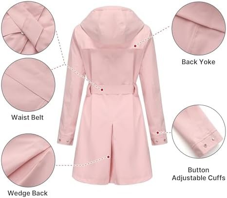 Women's Raincoat Lightweight Rain Jacket Waterproof with Hoo...