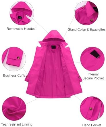 CREATMO US Women's Trench Coat Double-Breasted Classic Lapel...