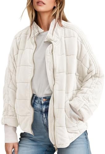 SAUKOLE Womens Winter Dolman Long Sleeve Full-Zip Quilted Ja...