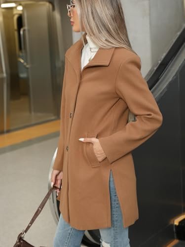 Jenkoon Women Single-Breasted A-Lined Winter Coat Mid Long W...