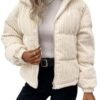 SOLY HUX Women's Zip Up Puffer Jacket Long Sleeve Corduroy P...