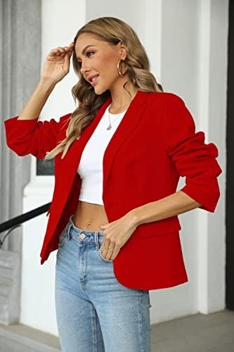 Womens Casual Blazers Long Sleeve Lapel Button Slim Work Off...